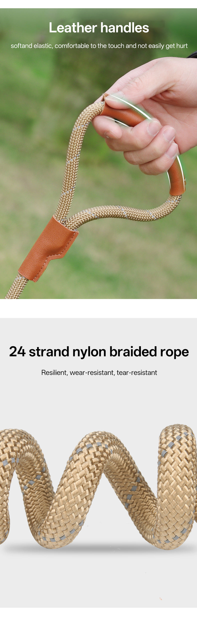 New dog leash imitation nylon reflective dog leash explosion-proof punch