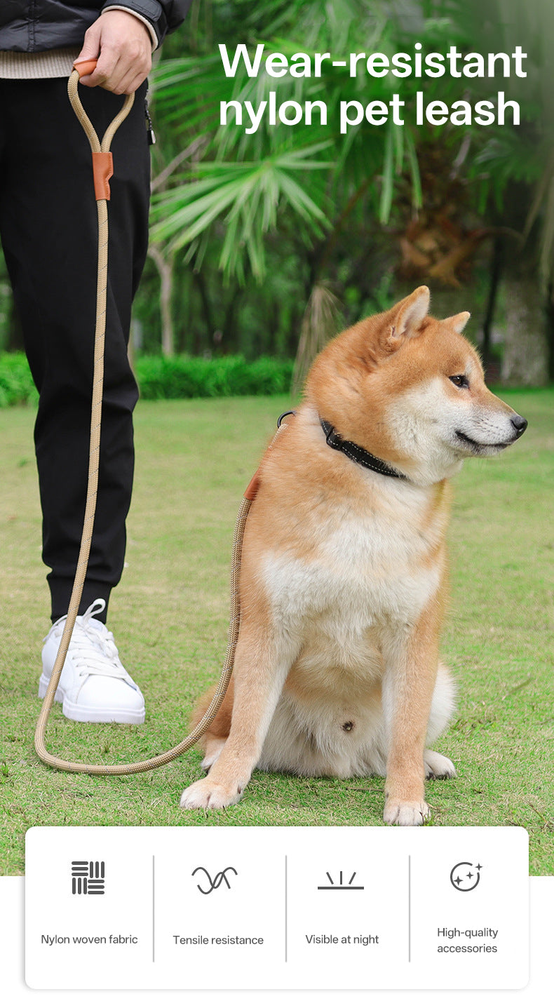 New dog leash imitation nylon reflective dog leash explosion-proof punch