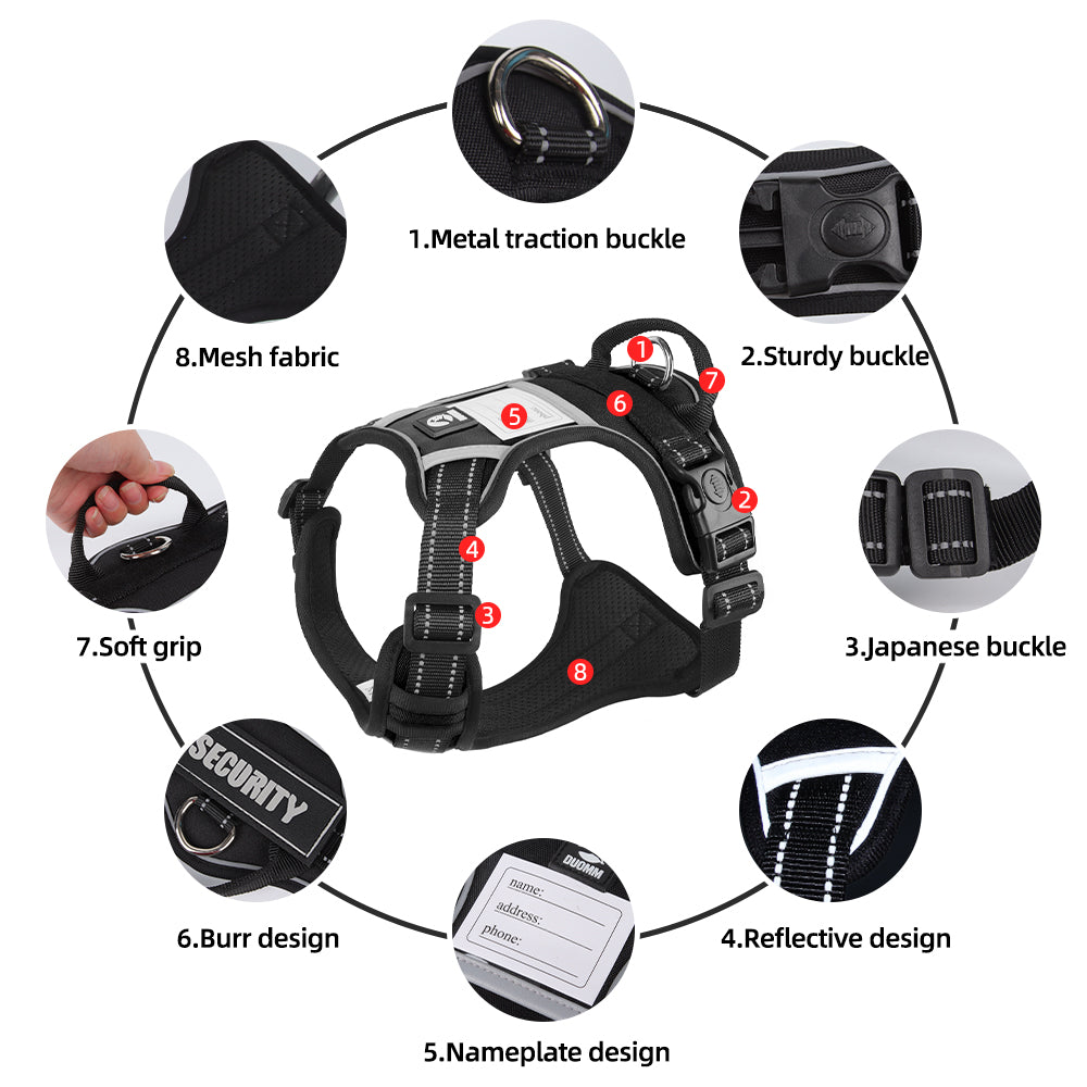 Dog leash, explosion-proof, large dog chest harness, vest style reflective dog chest and back outdoor walking leash