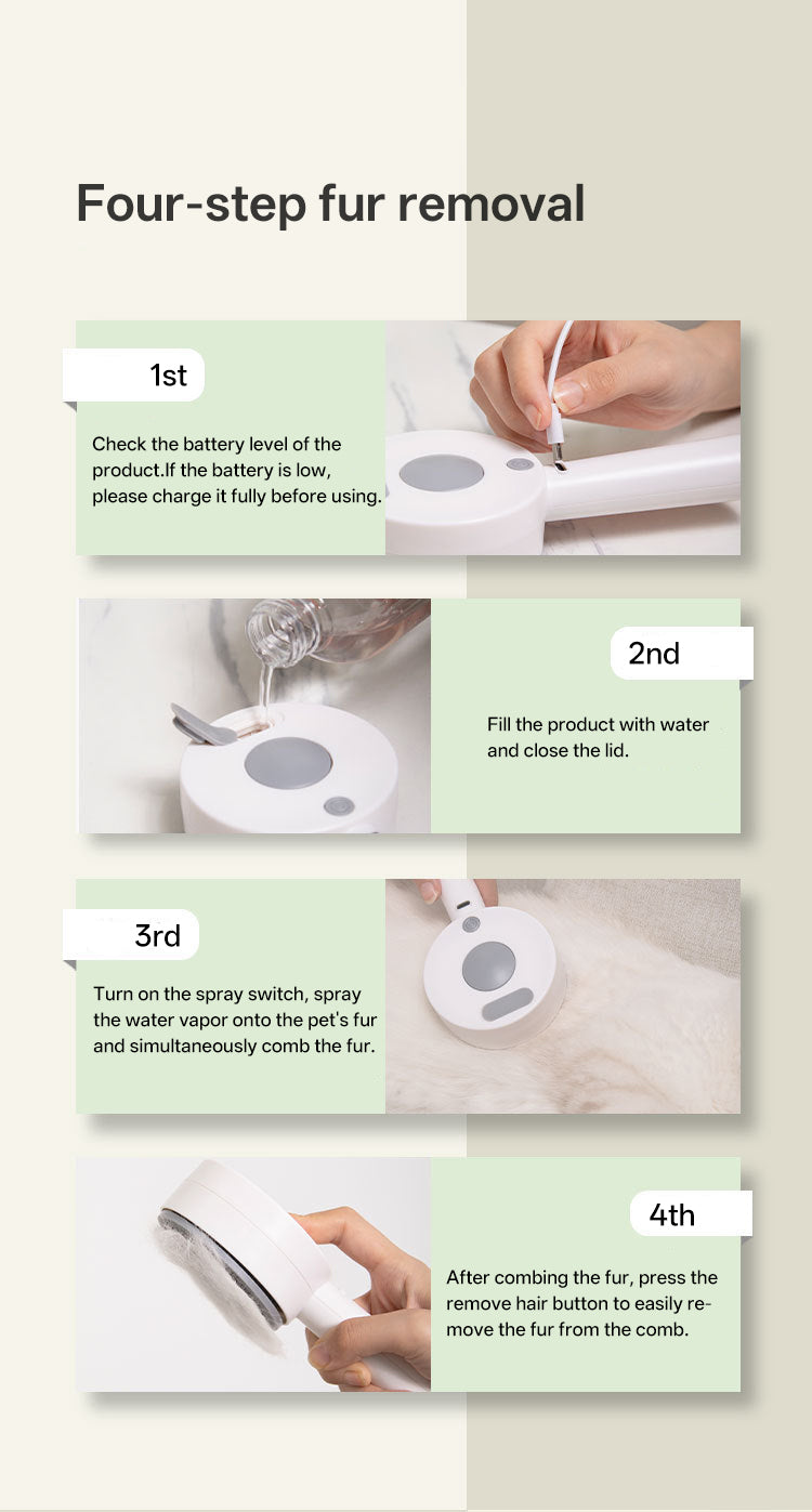 Pet spray comb cat dog comb steam comb one button self-cleaning hair removal massage cat dog comb
