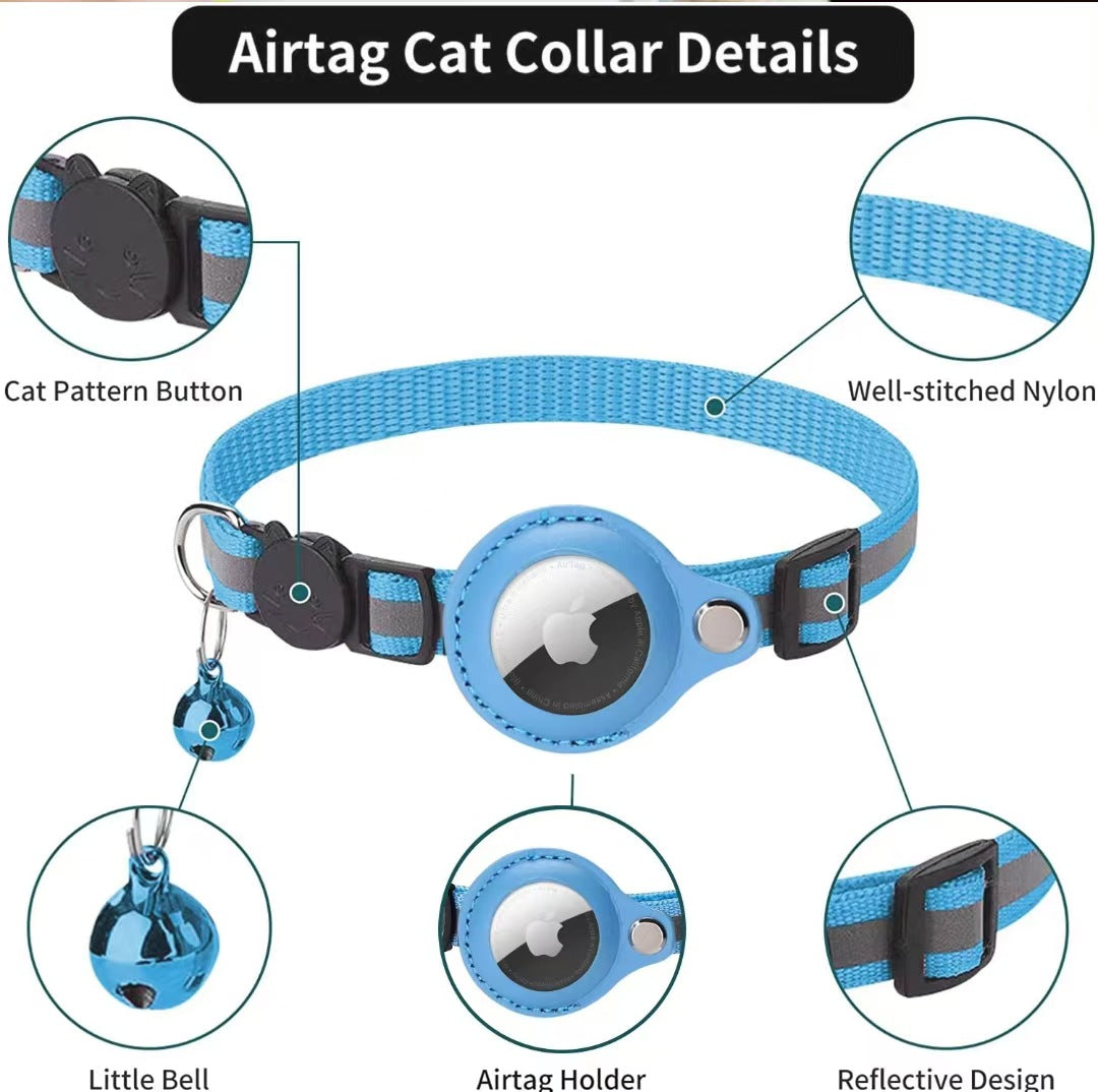 Pet positioning collar, compatible with airTag, anti loss, cat bell collar