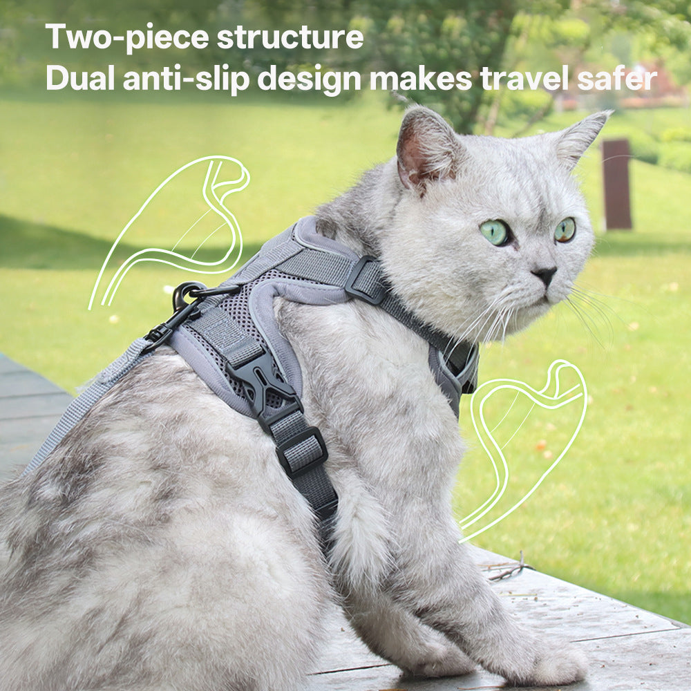 New cat leash vest style pet chest strap, reflective, breathable, anti slip, small dog walking, cat leash