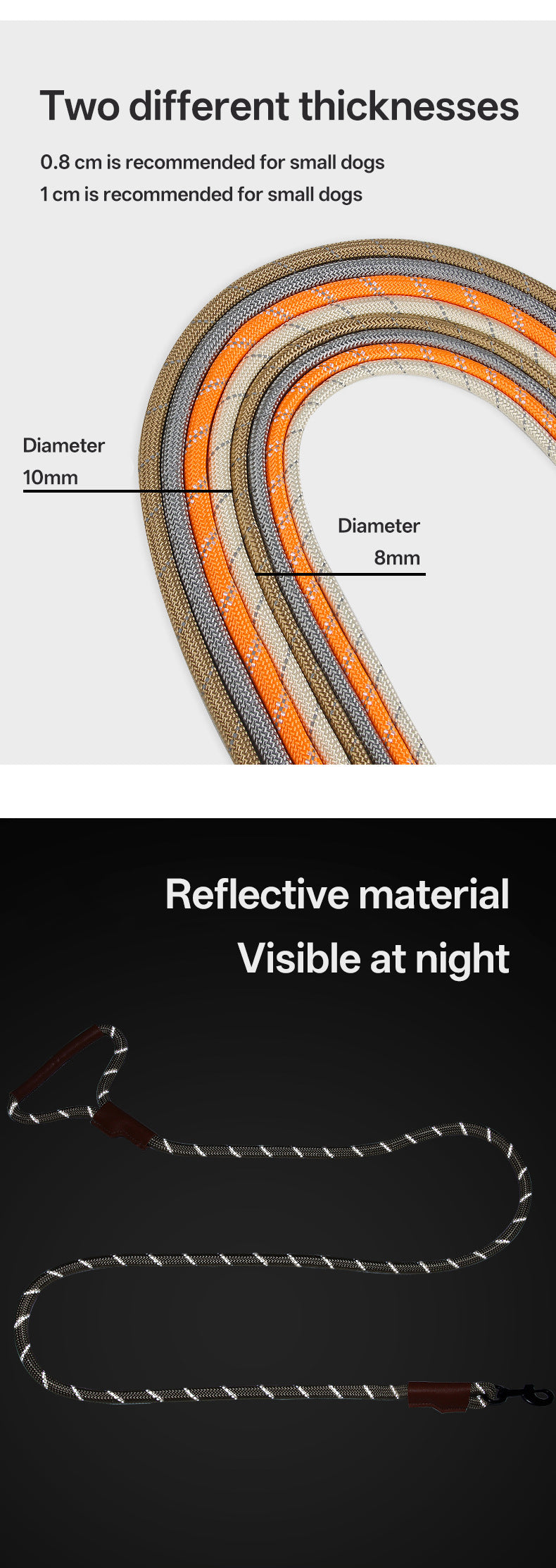 New dog leash imitation nylon reflective dog leash explosion-proof punch