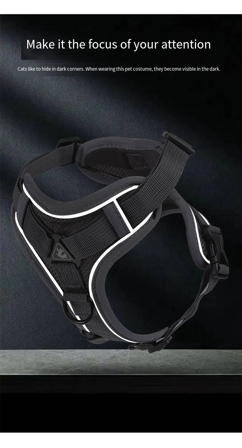 New cat leash vest style pet chest strap, reflective, breathable, anti slip, small dog walking, cat leash