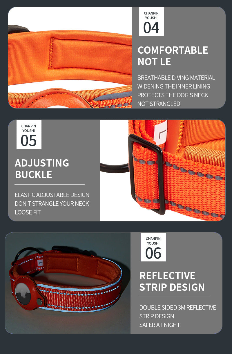 Pet positioning collar, compatible with airTag, anti loss, dog leash