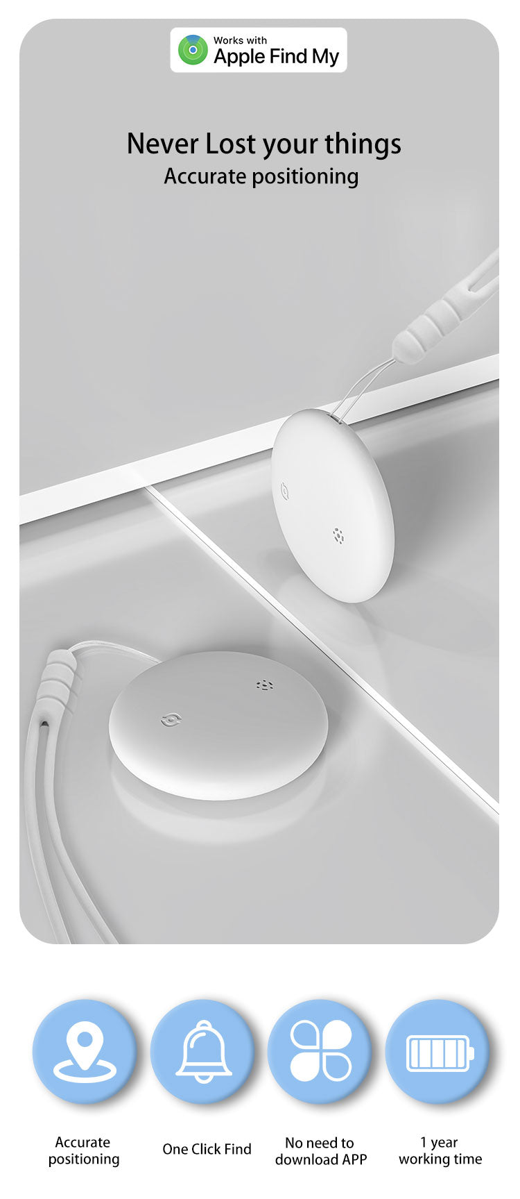 The same model as AirTag, suitable for finding anti-lost device iTag positioning tracker for the elderly, children, and pets to prevent them from getting lost