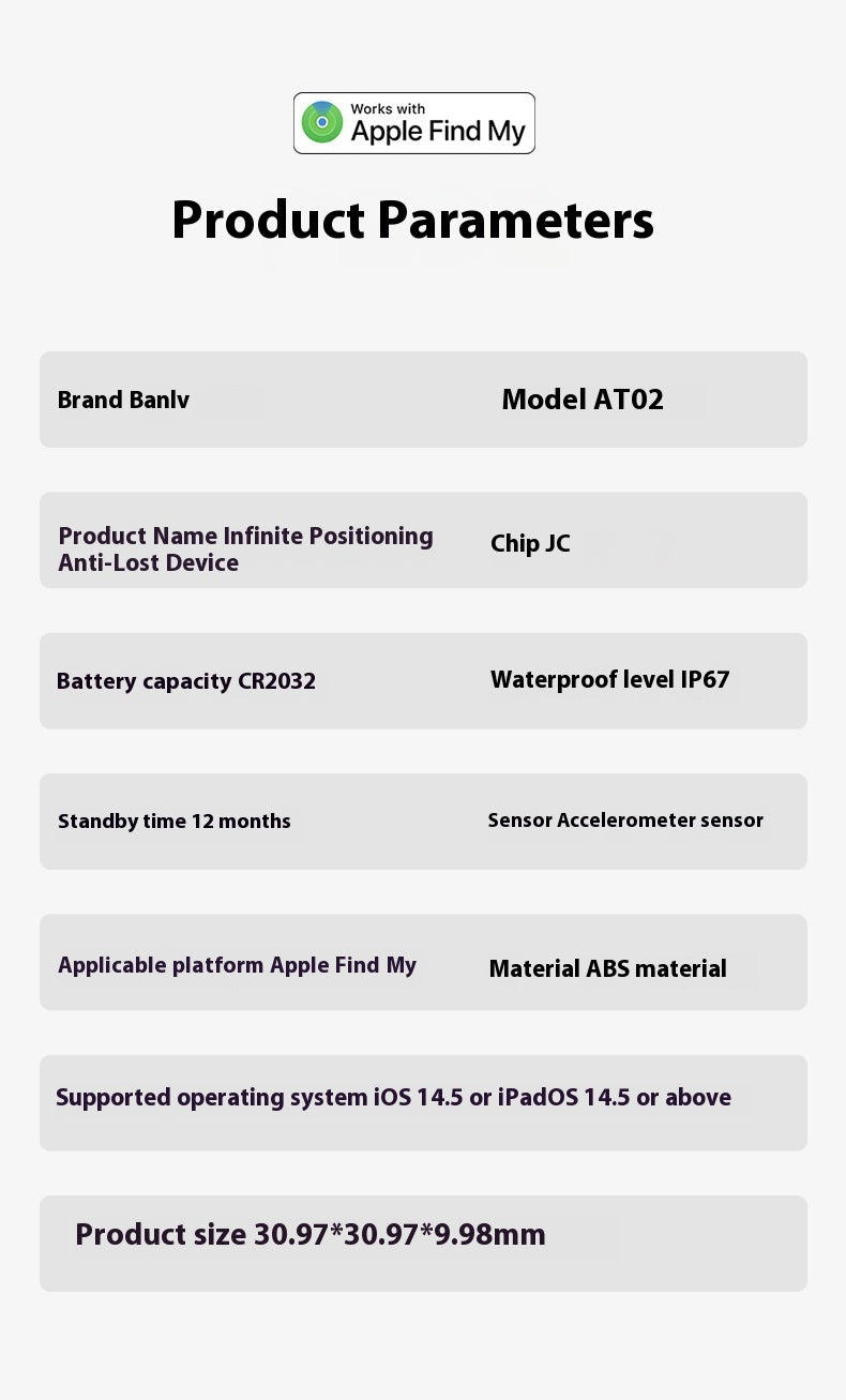 New Airtag Locator Compact Material Smooth Surface Pet Locator Elderly and Children Anti Loss Device